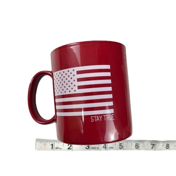 Life Is Good Dark Red Stay True White USA Flag Heavy Ceramic Coffee Cup Tea Mug - Picture 13 of 13